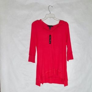 NWT French Laundry Hot Pink Hooded Shirt (Size: M)